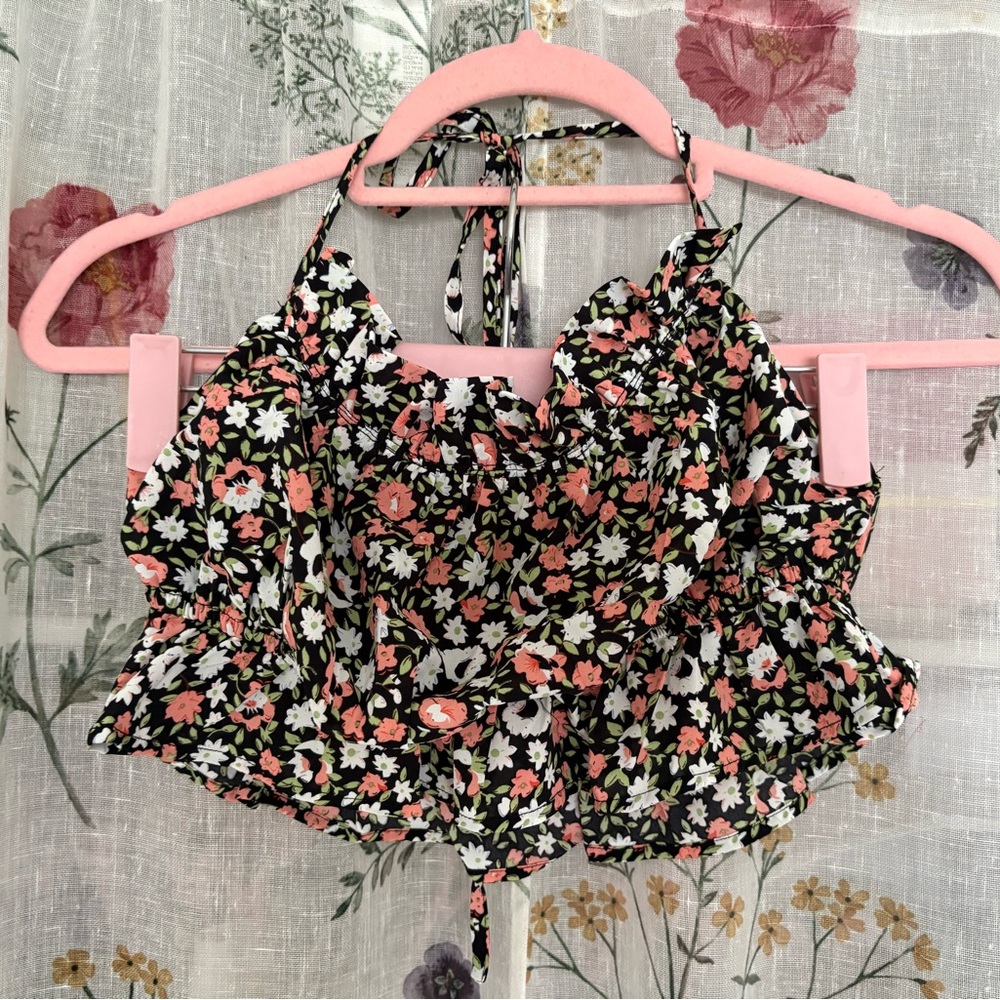 Pink Ruffled Tie Front Camisole